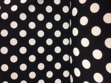 Prachtige, soepele jersey, zwart/wit polkadot. Ideaal voor (winter) jurk, rok of tuniek