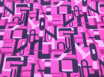 Fuchsia, zwart, lila denim met bijzonder print voor bv een strak rokje, broek, of jasje