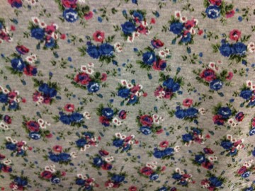 Soepele tricot van katoen/viscose, grijs met blauwe bloemetjes