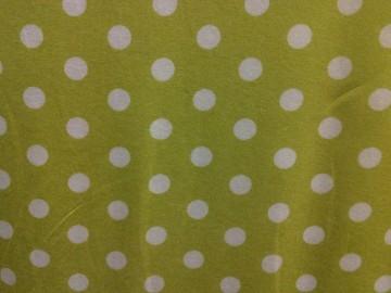Soepele polkadot tricot van katoen/viscose. Lime met wit
