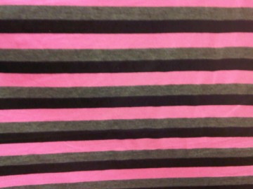 Soepele tricot van katoen/viscose met roze, grijs, zwarte streep